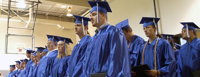 Large group of high school graduates